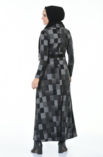 Turtleneck Belted Winter Dress Gray 5488-01