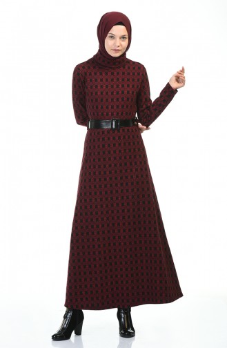 Robe Hivernal a Ceinture 5488A-02 Bordeaux 5488A-02