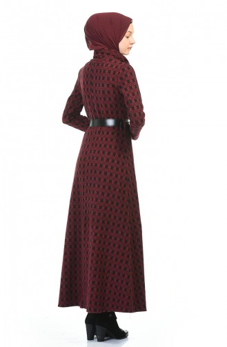 Robe Hivernal a Ceinture 5488A-02 Bordeaux 5488A-02