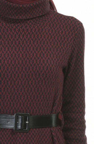 Robe Hivernal a Ceinture 5488C-01 Bordeaux 5488C-01