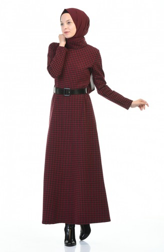 Robe Hivernal a Ceinture 5488E-01 Bordeaux 5488E-01