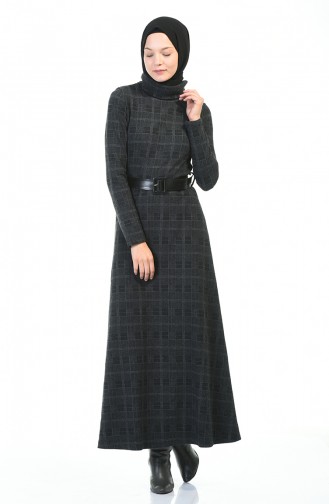 Turtleneck Belted Winter Dress Smoky 5488F-01