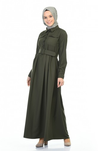 Khaki Hijab Kleider 4033-02