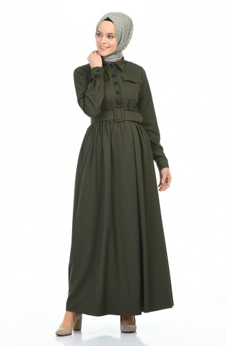 Khaki Hijab Dress 4033-02