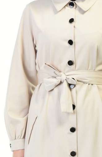 Hemline Frilly Trench Coat Beige 1241-01