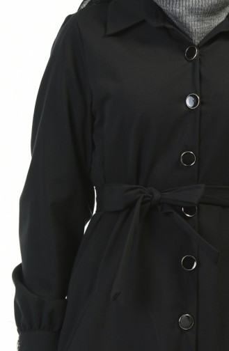 Hemline Frilly Trench Coat Black 1241-02