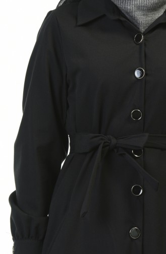 Trenchcoat mit Rüschen 1241-02 Schwarz 1241-02