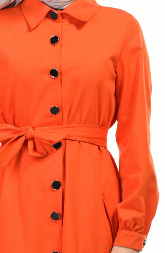 Hemline Frilly Trench Coat Orange 1241-03