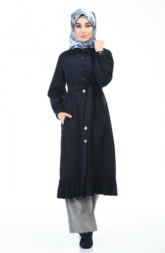 Trenchcoat mit Rüschen 1241-04 Dunkelblau 1241-04