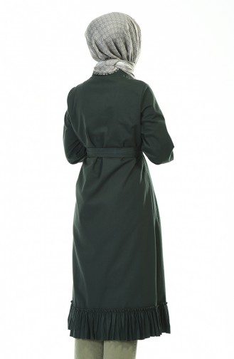 Hemline Frilly Trench Coat Emerald Green 1241-05