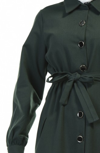 Hemline Frilly Trench Coat Emerald Green 1241-05