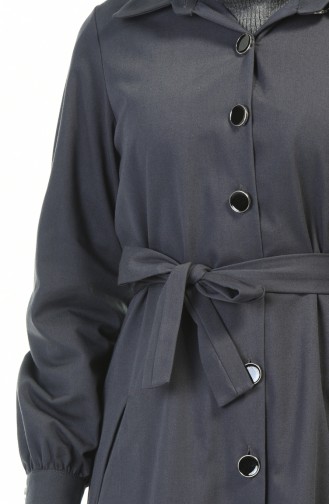 Hemline Frilly Trench Coat Dark Gray 1241-06