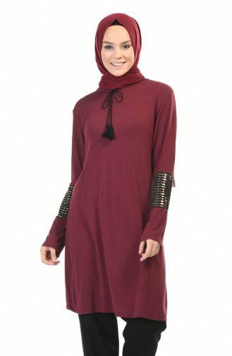 Pullu Mevsimlik Tunik 2215-01 Bordo