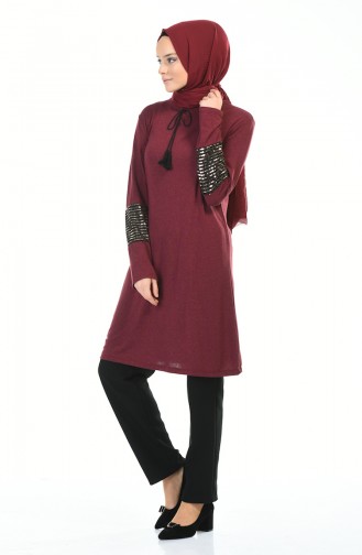 Pullu Mevsimlik Tunik 2215-01 Bordo