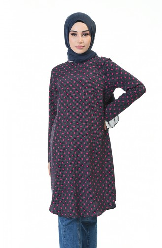 Polka Dot Tunic Navy Blue Damson 1082-01