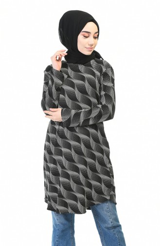 Patterned Seasonal Tunic Black 1083-01