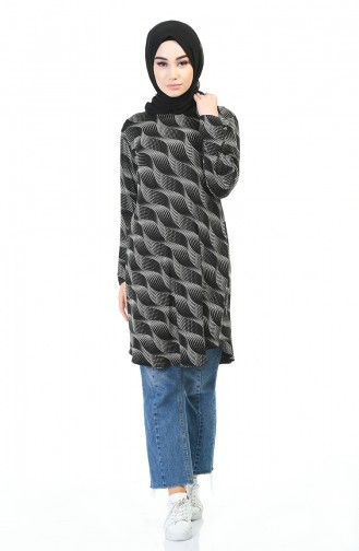 Patterned Seasonal Tunic Black 1083-01