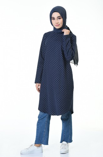 Polka Dot Tunic Navy Blue 1084-01