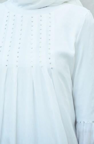 فستان عمرة مزين بالستراس سكري 8050-01