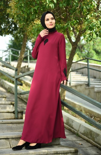 Weinrot Hijab-Abendkleider 8038-07