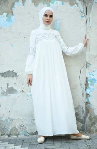 Spitzen Kleid für Umrah 8046-01 Naturfarbe 8046-01