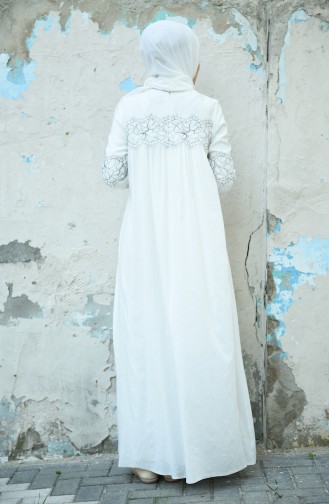 Lace Umrah Dress Ecru 8046-01