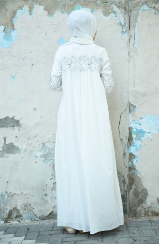 Dantelli Umre Elbisesi 8046-01 Ekru