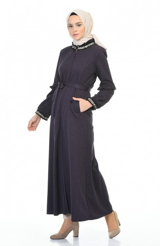 Winter Abaya with Pearl Purple 8216-04