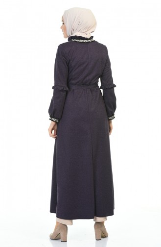 Winter Abaya with Pearl Purple 8216-04