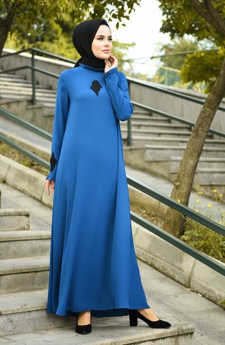 Indigo Hijab-Abendkleider 8038-06