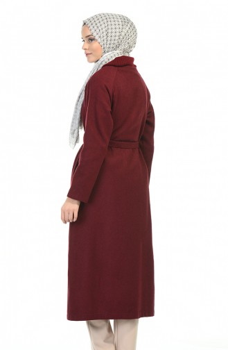 Düğmeli Kaşe Kaban 5505-03 Bordo