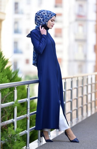 Abaya a Fermeture 2129-04 Bleu Marine 2129-04