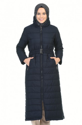 Manteau Matelassé a Fermeture 5908-02 Bleu Marine 5908-02