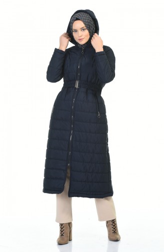 Zippered quilted Coat 5908-02 Navy Blue 5908-02