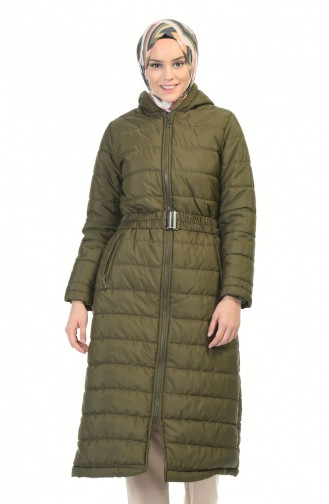 Manteau Matelassé a Fermeture 5908-03 Khaki 5908-03