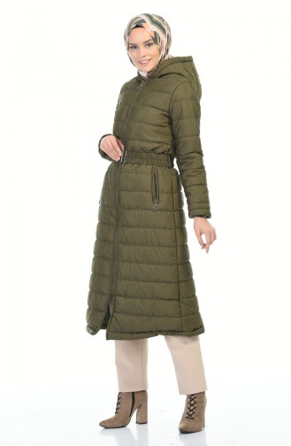 Manteau Matelassé a Fermeture 5908-03 Khaki 5908-03