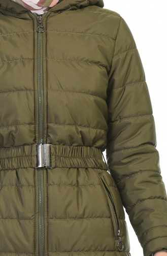 Manteau Matelassé a Fermeture 5908-03 Khaki 5908-03