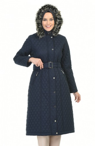 Hooded quilted Coat 504319-02 Navy Blue 504319-02