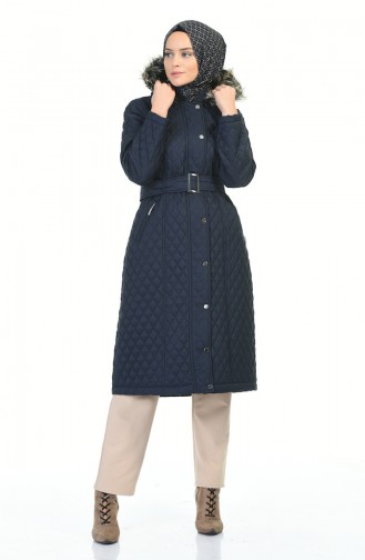 Hooded quilted Coat 504319-02 Navy Blue 504319-02