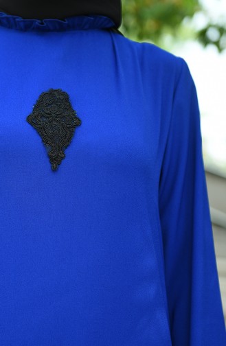 Saks-Blau Hijab-Abendkleider 8038-09