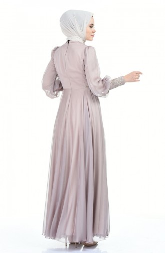 Mink Hijab Evening Dress 6166-04