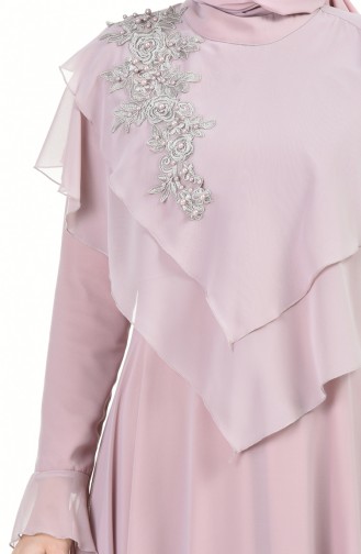 فستان سهرة مزين باللؤلؤ بلون الورد المجفف 6170-01