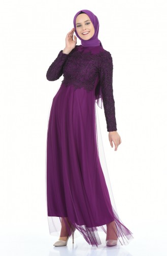 Purple Hijab Evening Dress 5218-01