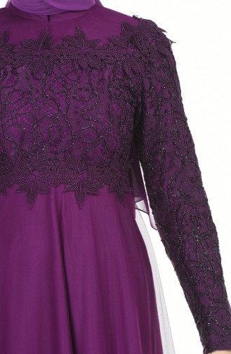 Purple Hijab Evening Dress 5218-01