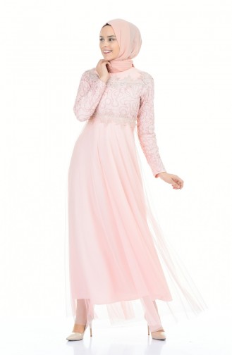 Lachsrosa Hijab-Abendkleider 5218-03
