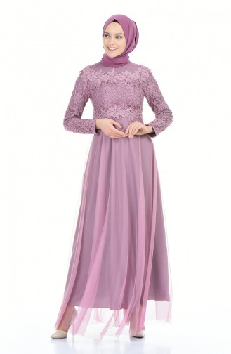 Dusty Rose Hijab Evening Dress 5218-04