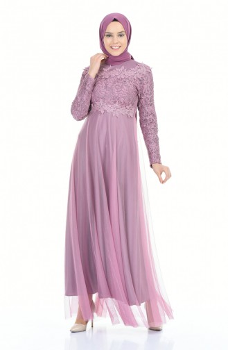 Dusty Rose Hijab Evening Dress 5218-04