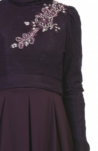 Purple Hijab Evening Dress 7027-03