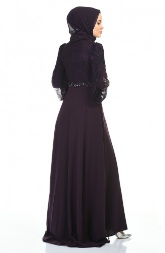 Purple Hijab Evening Dress 7028-02