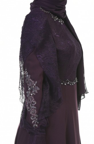 Purple Hijab Evening Dress 7028-02